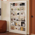 Modern White Metal Vertical Bookshelf with Open Back & Adjustable Shelves