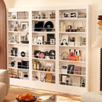 Modern White Metal Vertical Bookshelf with Open Back & Adjustable Shelves