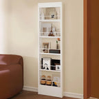 Modern White Metal Vertical Bookshelf with Open Back & Adjustable Shelves