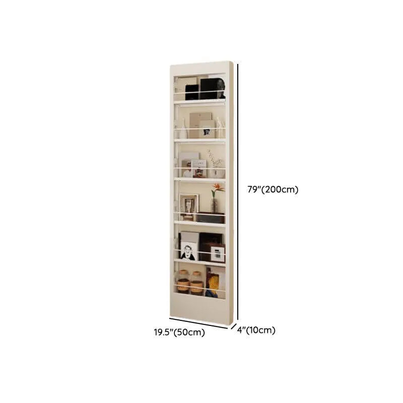 Modern White Metal Vertical Bookshelf with Open Back & Adjustable Shelves Dimensions