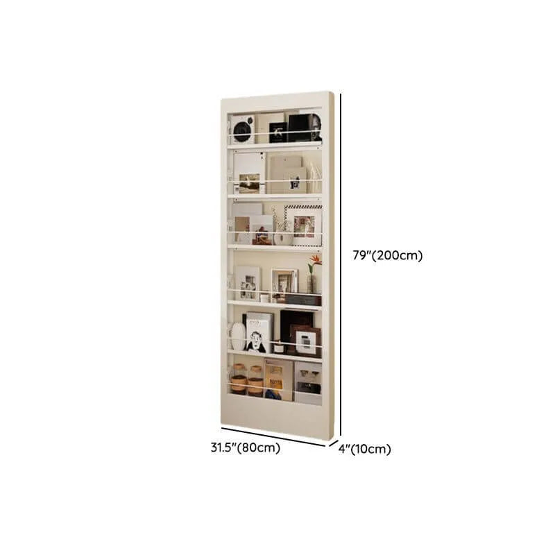 Modern White Metal Vertical Bookshelf with Open Back & Adjustable Shelves Dimensions