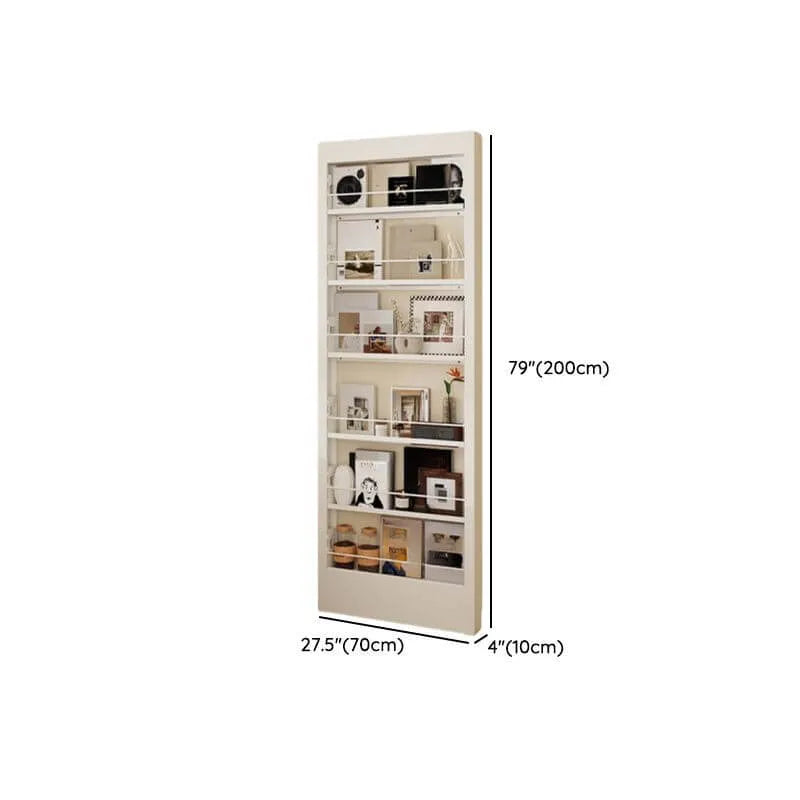 Modern White Metal Vertical Bookshelf with Open Back & Adjustable Shelves Dimensions