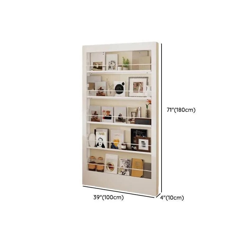 Modern White Metal Vertical Bookshelf with Open Back & Adjustable Shelves Dimensions