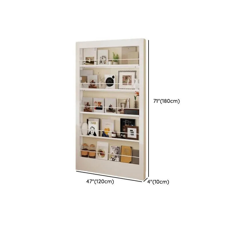 Modern White Metal Vertical Bookshelf with Open Back & Adjustable Shelves Dimensions