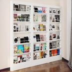 Modern White Metal Vertical Bookshelf with Open Back & Adjustable Shelves Main Product Image