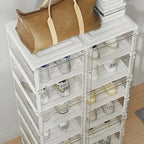 Modern White Plastic Foldable Shoe Storage Cabinet with Adjustable Tiers