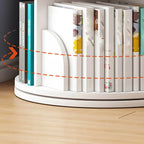 Modern White Rotating Geometric Bookshelf – Wood Open Storage