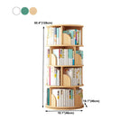 Modern White Rotating Geometric Bookshelf – Wood Open Storage Dimensions