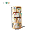 Modern White Rotating Geometric Bookshelf – Wood Open Storage Dimensions