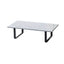 Modern White Stone Rectangular Coffee Table with Black Metal Frame