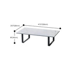 Modern White Stone Rectangular Coffee Table with Black Metal Frame Dimensions