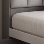Modern White Upholstered Bed with Storage Drawers