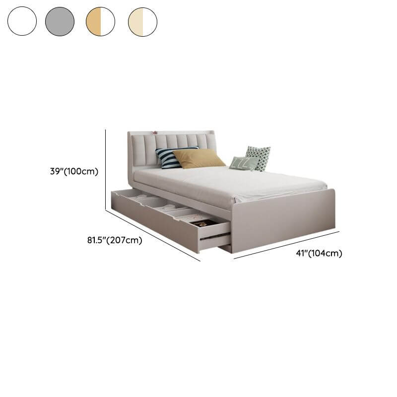 Modern White Upholstered Bed with Storage Drawers Dimensions
