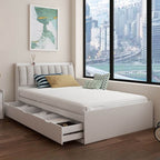 Modern White Upholstered Bed with Storage Drawers Main Product Image
