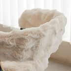 Modern White Upholstered Swivel Arm Chair with Natural Wood Legs