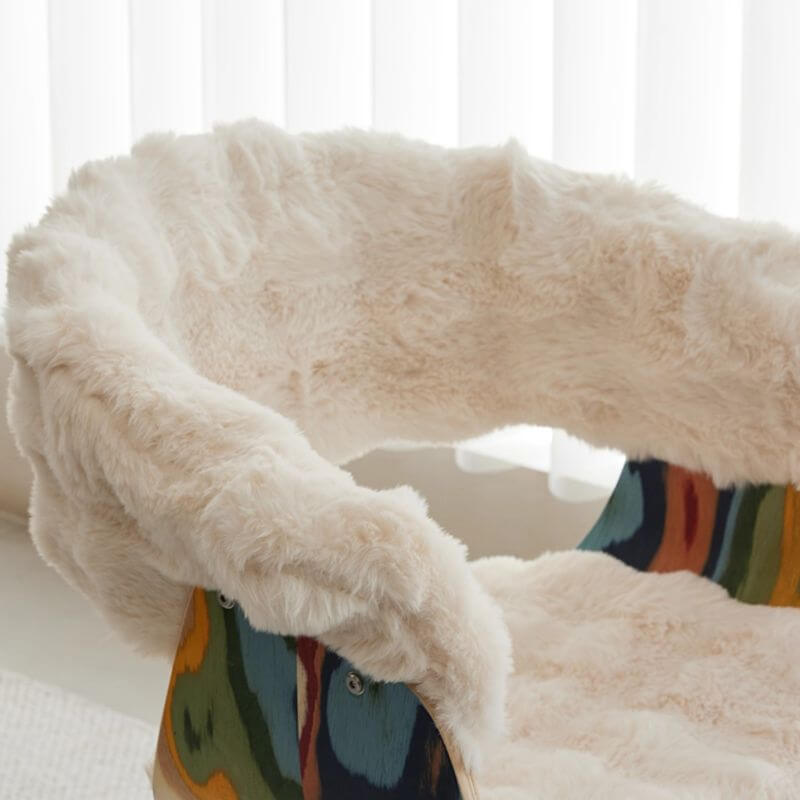 Modern White Upholstered Swivel Arm Chair with Natural Wood Legs