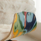 Modern White Upholstered Swivel Arm Chair with Natural Wood Legs