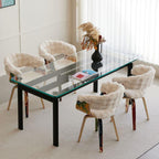 Modern White Upholstered Swivel Arm Chair with Natural Wood Legs