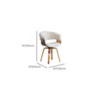 Modern White Upholstered Swivel Arm Chair with Natural Wood Legs Dimensions
