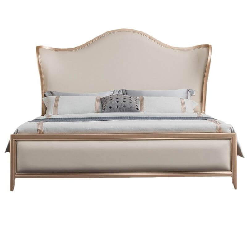 Modern White Wingback Queen Bed Frame