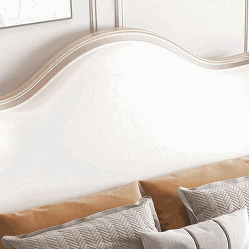 Modern White Wingback Queen Bed Frame