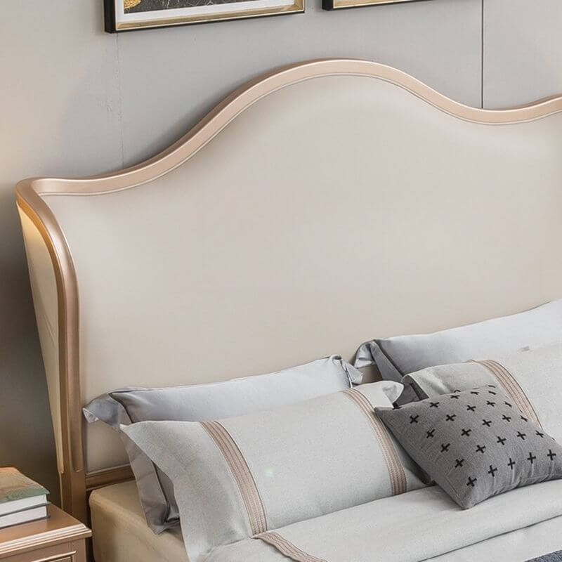 Modern White Wingback Queen Bed Frame