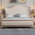 Modern White Wingback Queen Bed Frame Main Product Image