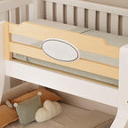 Modern White Wood Bunk Bed With Ladder & Storage