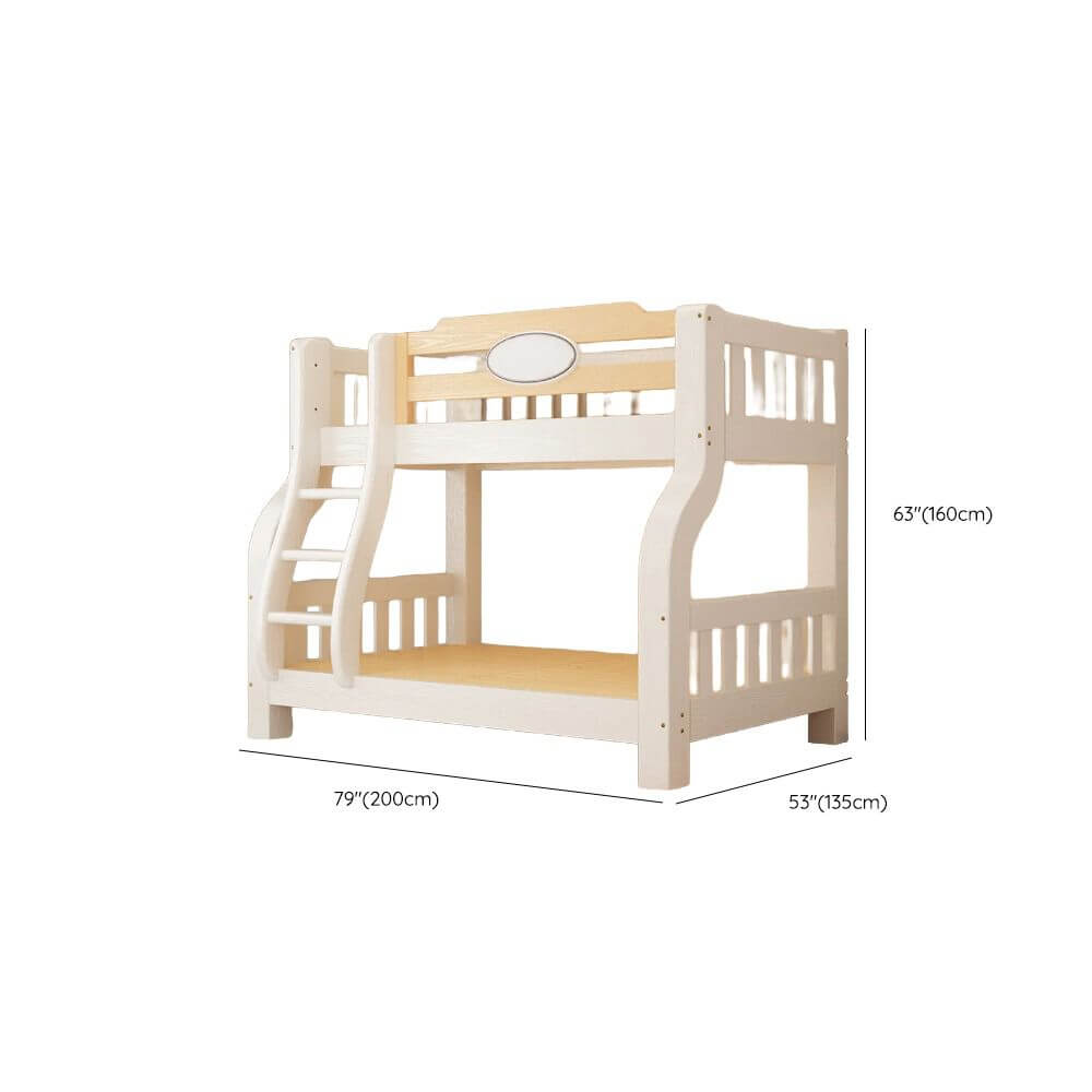 Modern White Wood Bunk Bed With Ladder & Storage Dimensions