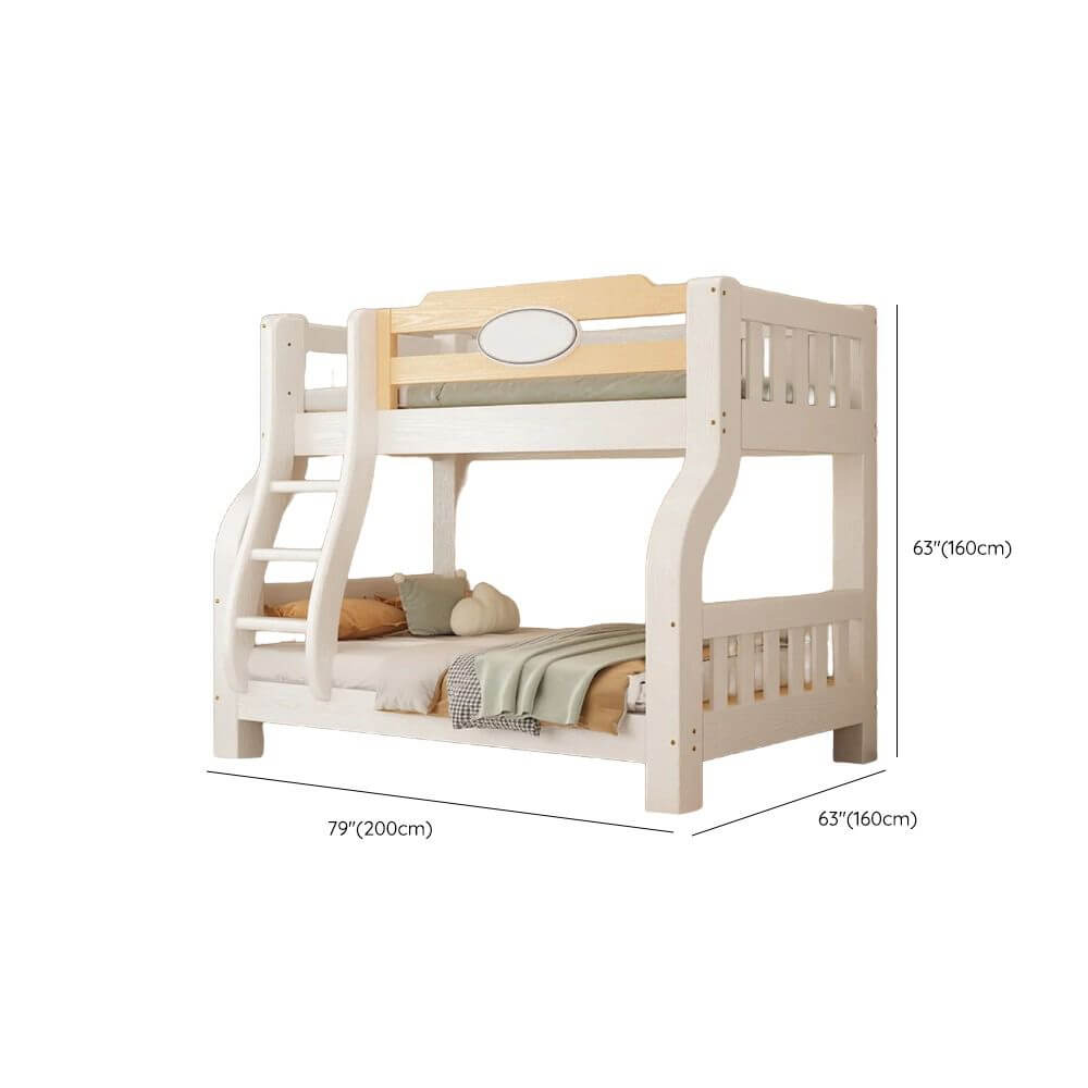Modern White Wood Bunk Bed With Ladder & Storage Dimensions