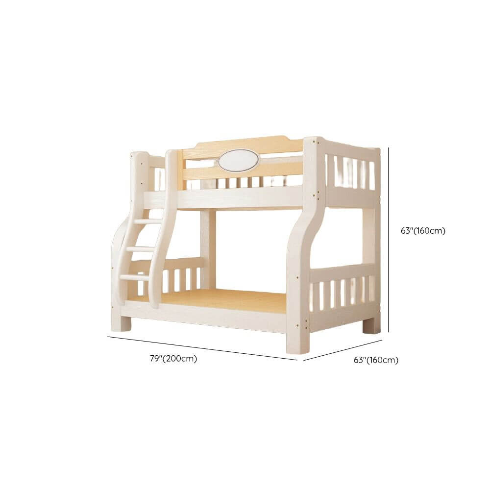 Modern White Wood Bunk Bed With Ladder & Storage Dimensions