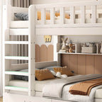 Modern White Wood Bunk Bed With Storage Drawers