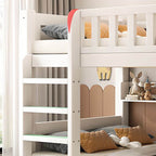 Modern White Wood Bunk Bed With Storage Drawers