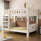 Modern White Wood Bunk Bed With Storage Drawers