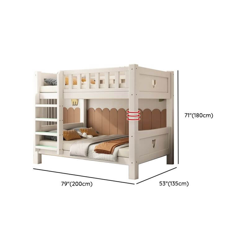 Modern White Wood Bunk Bed With Storage Drawers Dimensions