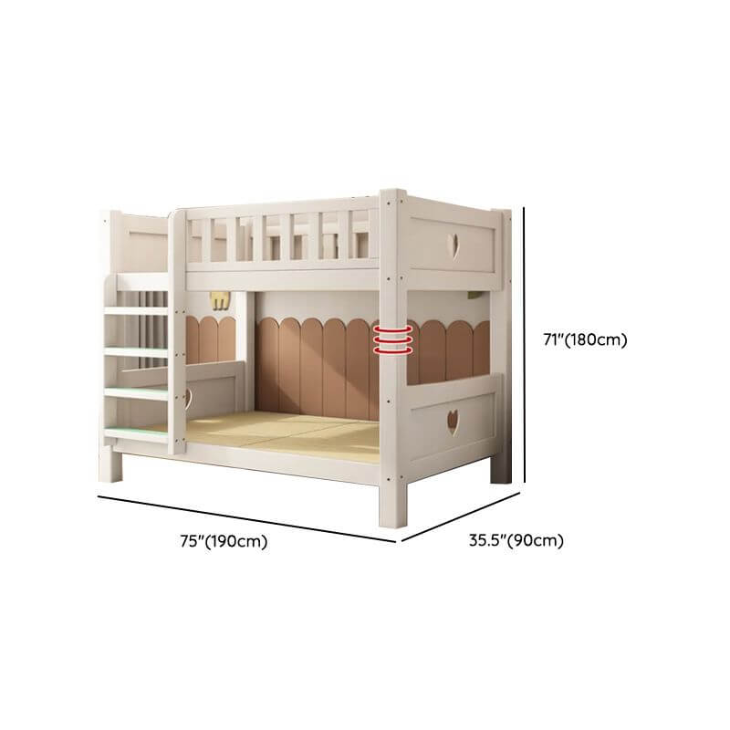 Modern White Wood Bunk Bed With Storage Drawers Dimensions