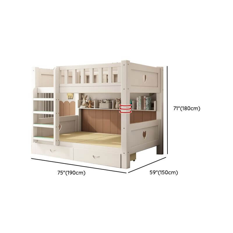 Modern White Wood Bunk Bed With Storage Drawers Dimensions