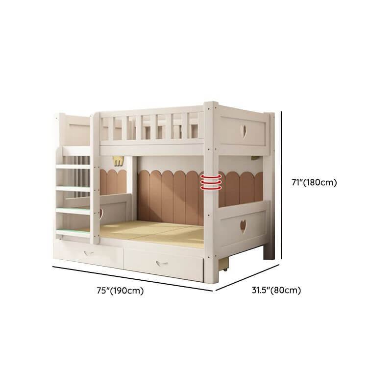Modern White Wood Bunk Bed With Storage Drawers Dimensions