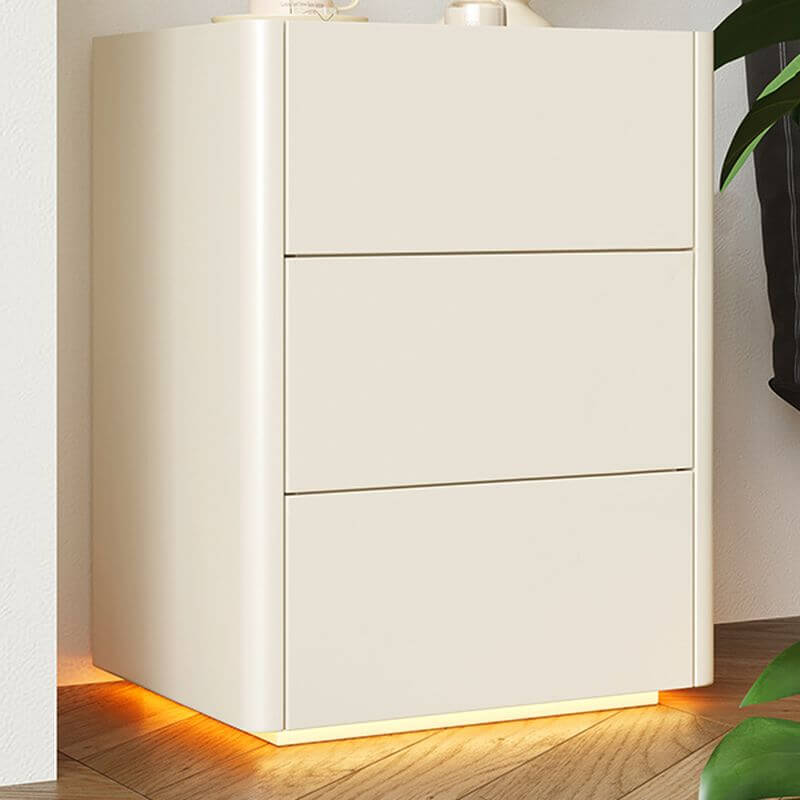 Modern White Wood Drawer Storage Nightstand with Smooth Lines