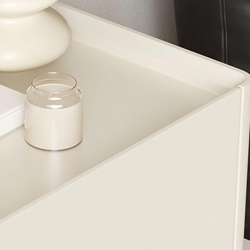Modern White Wood Drawer Storage Nightstand with Smooth Lines