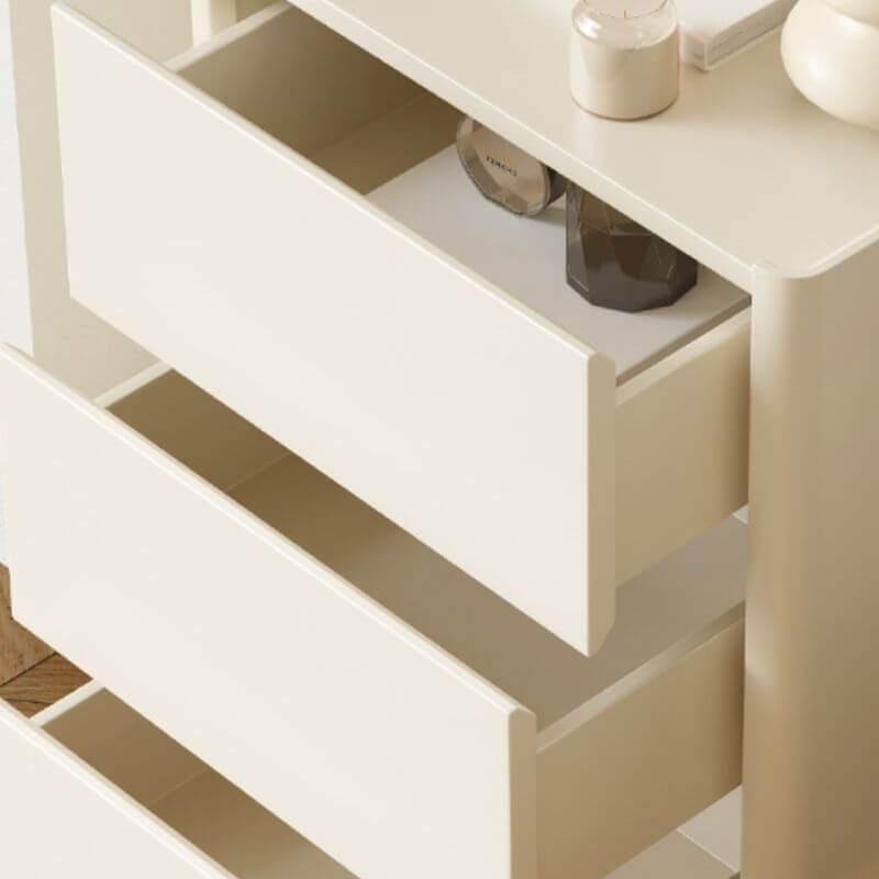 Modern White Wood Drawer Storage Nightstand with Smooth Lines