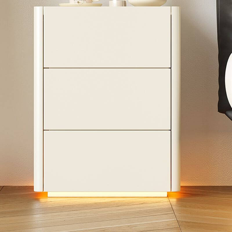 Modern White Wood Drawer Storage Nightstand with Smooth Lines Main Product Image