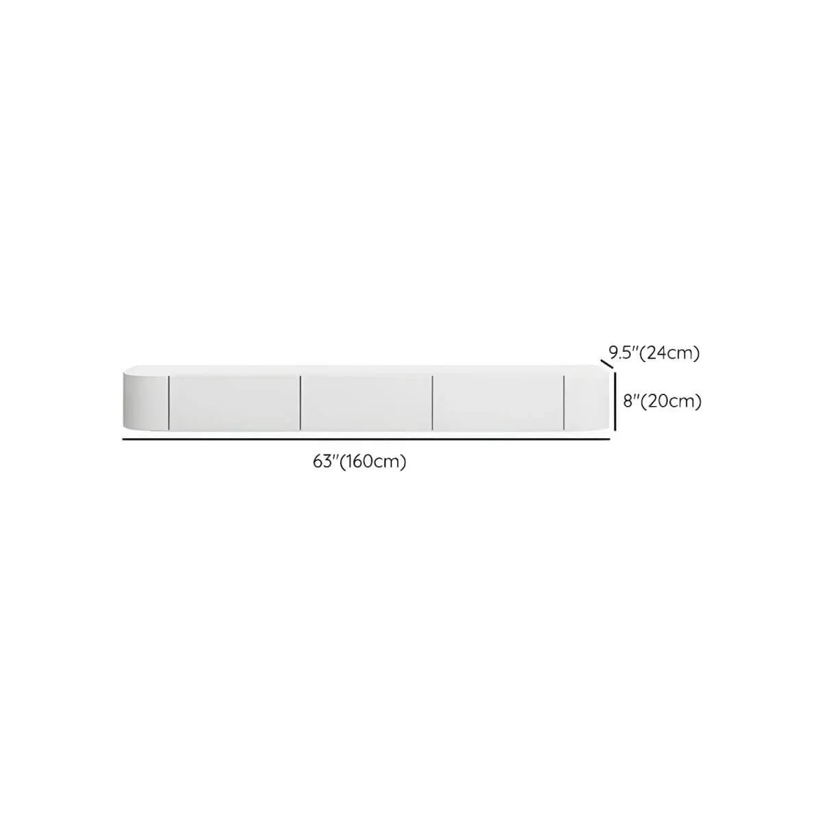 Modern White Wood Floating TV Stand with Push-to-Open Cabinets Dimensions