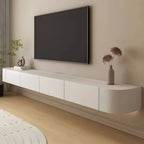 Modern White Wood Floating TV Stand with Push-to-Open Cabinets Main Product Image
