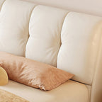 Modern White Wood Panel Bed Frame with Headboard