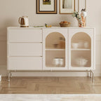 Modern White Wood Server with Stone Countertop – Stylish and Functional