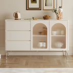 Modern White Wood Server with Stone Countertop – Stylish and Functional