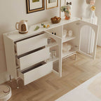 Modern White Wood Server with Stone Countertop – Stylish and Functional