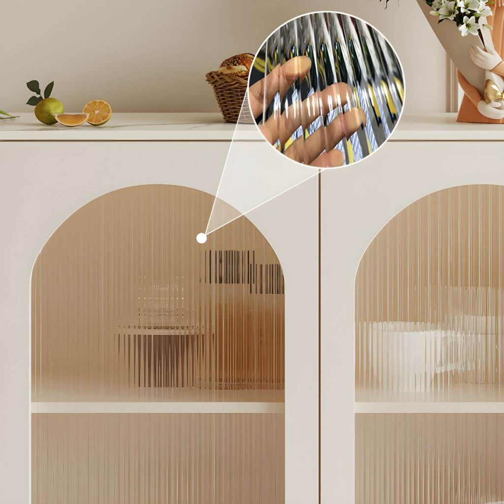 Modern White Wood Server with Stone Countertop – Stylish and Functional