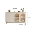 Modern White Wood Server with Stone Countertop – Stylish and Functional Dimensions